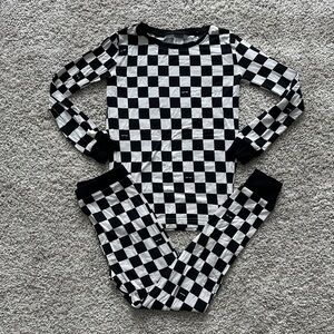 Little Sleepies Black and White Racing Checkered Pajama Set